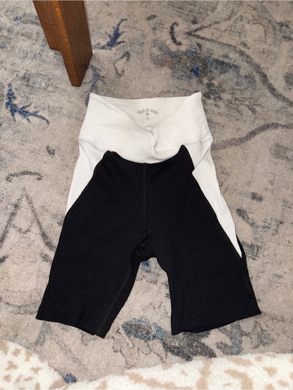 Year of Ours -Ribbed Black and White Bike Shorts